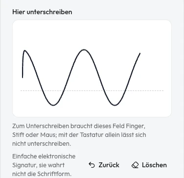 Der Käufer unterschreibt das Übergabeprotokoll auf dem Handy